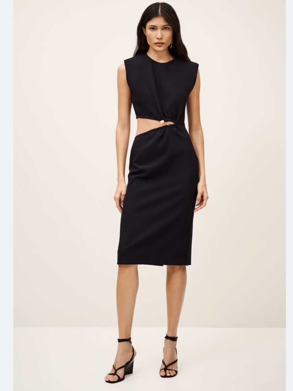 ba&sh Iris Black Cutout Midi Dress Size XS NWT